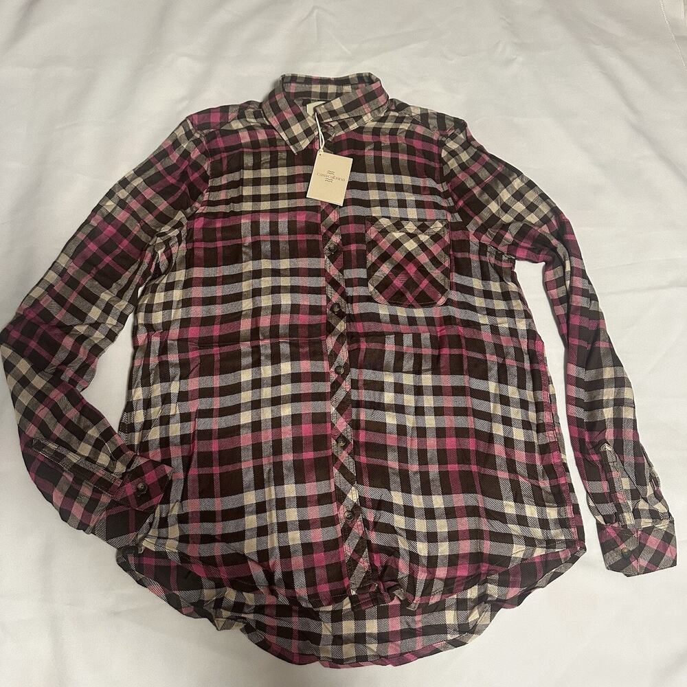 Casa Cabana Women's Brynn Woven Long Sleeve Plaid Shirt Size Small NWT